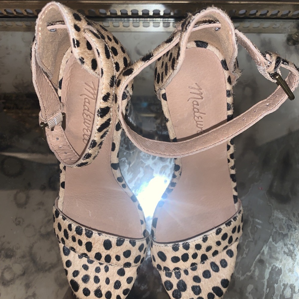 Madewell Brooke Ankle Strap Sandal Womens 6 in Spot Dot Calf Hair - Picture 4 of 7